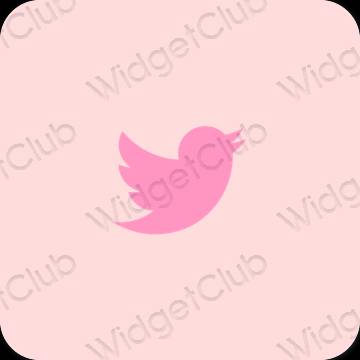 Esthétique rose Twitter icônes d'application
