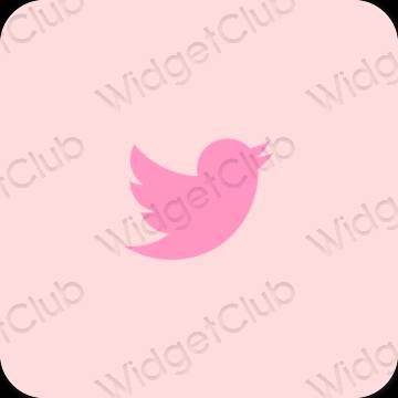 Estetický pastelově růžová Twitter ikony aplikací