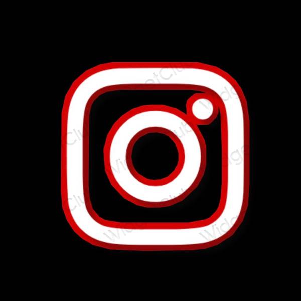 Estético negro Instagram iconos de aplicaciones