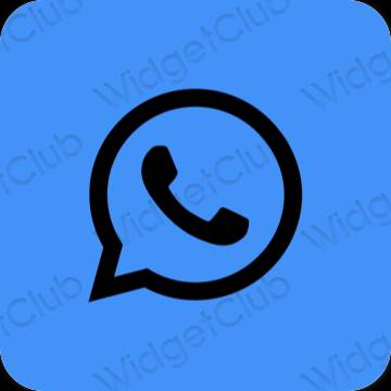 эстетический неоновый синий WhatsApp значки приложений
