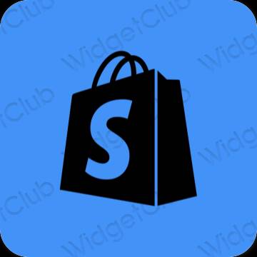 Estetis biru neon Shopify ikon aplikasi