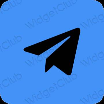 Estético azul neon Telegram ícones de aplicativos