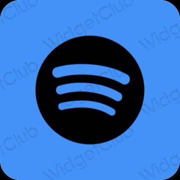 Estetic albastru neon Spotify pictogramele aplicației