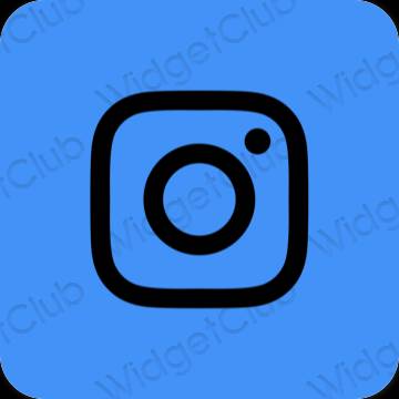 Естетичен неоново синьо Instagram икони на приложения