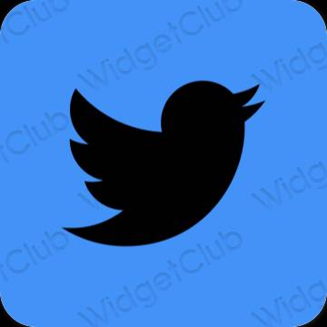 Естетичний блакитний Twitter значки програм