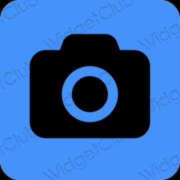 Esthétique bleu Camera icônes d'application