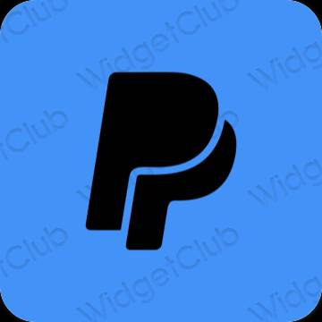 Estetik biru neon Paypal ikon aplikasi