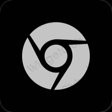 Esthétique noir Chrome icônes d'application