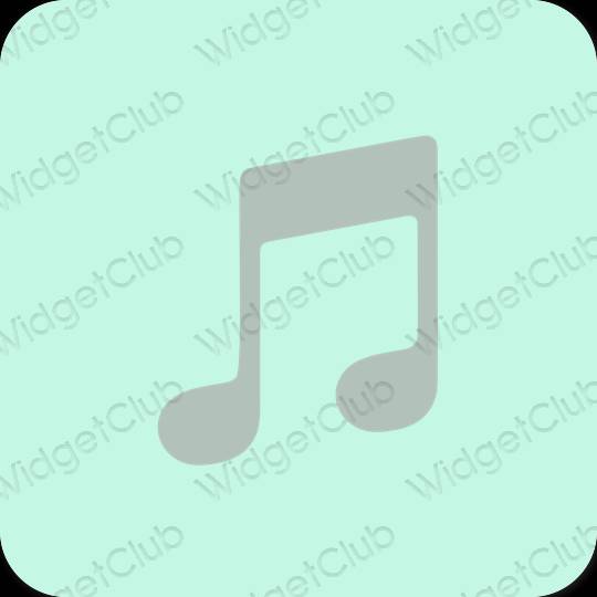 زیبایی شناسی آبی پاستلی Apple Music آیکون های برنامه