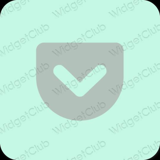 Estético azul pastel Pocket ícones de aplicativos