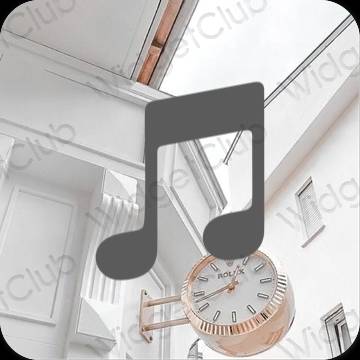 Estetyka szary Music ikony aplikacji