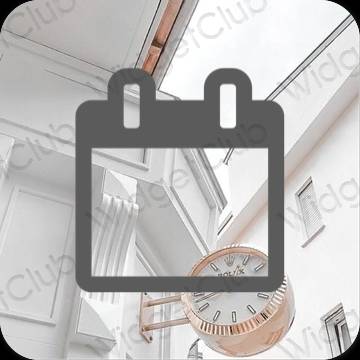 Estético cinzento Calendar ícones de aplicativos