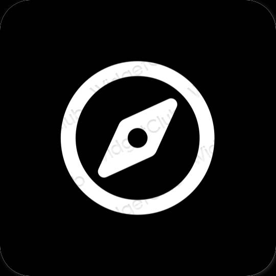 Estetski crno Safari ikone aplikacija