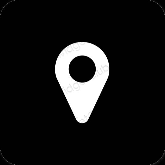 Estetické čierna Map ikony aplikácií