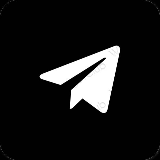 Estético negro Telegram iconos de aplicaciones