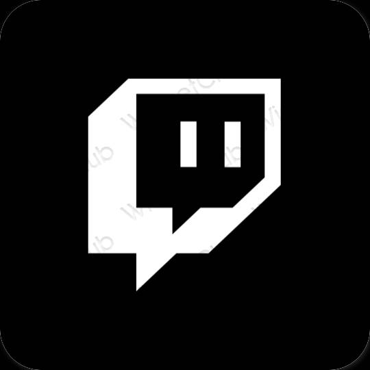 Estetico Nero Twitch icone dell'app