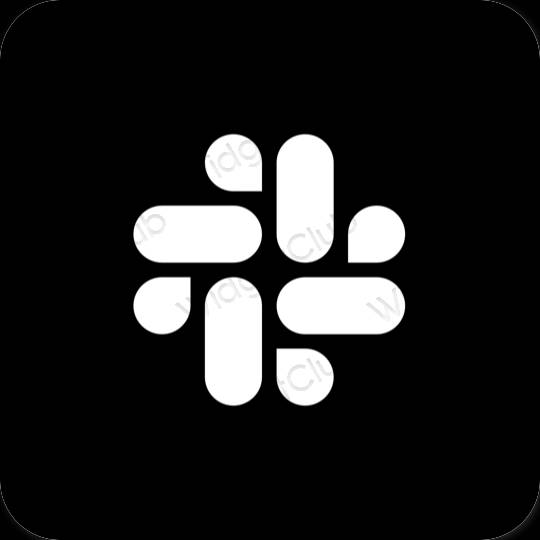 Естетски црн Slack иконе апликација