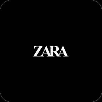 Estetic negru ZARA pictogramele aplicației