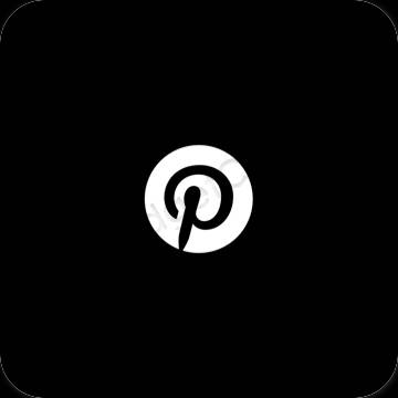 Estetik hitam Pinterest ikon aplikasi