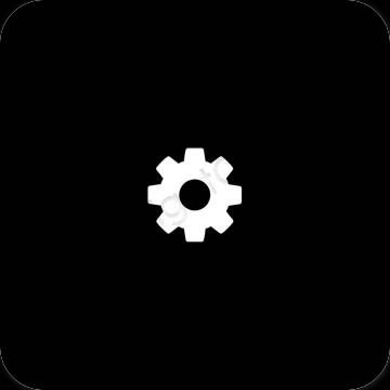 Estetski crno Settings ikone aplikacija