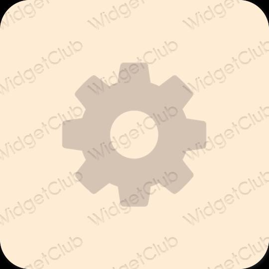 Estetický béžový Settings ikony aplikací