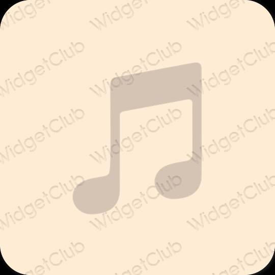 Estetinis smėlio spalvos Apple Music programėlių piktogramos