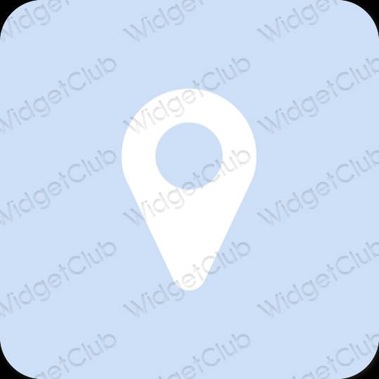 Æstetisk pastel blå Map app ikoner