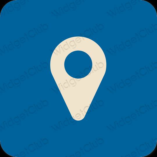 Esztétika kék Google Map alkalmazás ikonok
