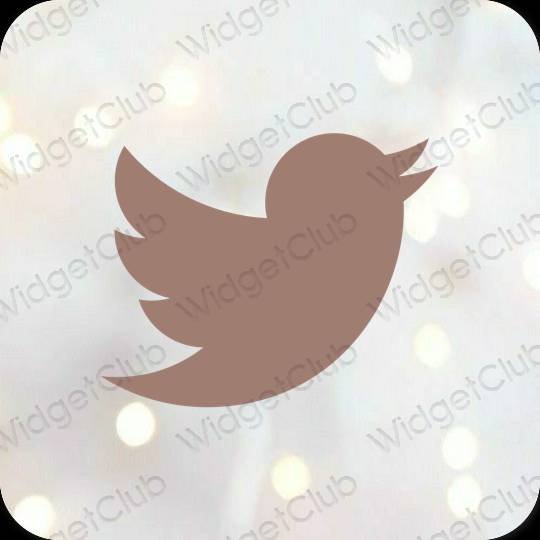 Estetyka brązowy Twitter ikony aplikacji
