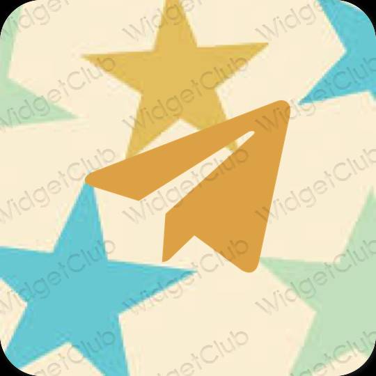 Estético beige Telegram iconos de aplicaciones