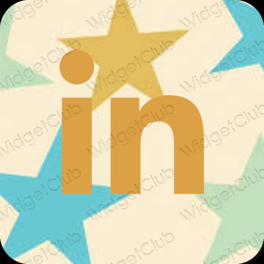 Stijlvol beige Linkedin app-pictogrammen