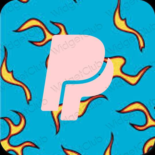 Aesthetic neon blue Paypal app icons