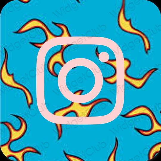 Aesthetic neon blue Instagram app icons