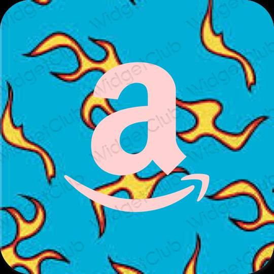 Aesthetic neon blue Amazon app icons