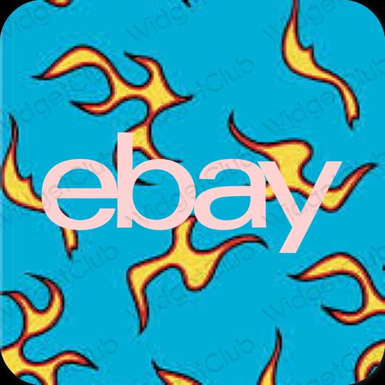 Estetické neónová modrá eBay ikony aplikácií