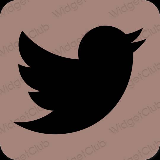 Esztétika barna Twitter alkalmazás ikonok
