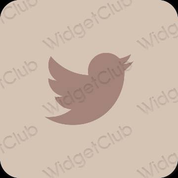 Estetico beige Twitter icone dell'app