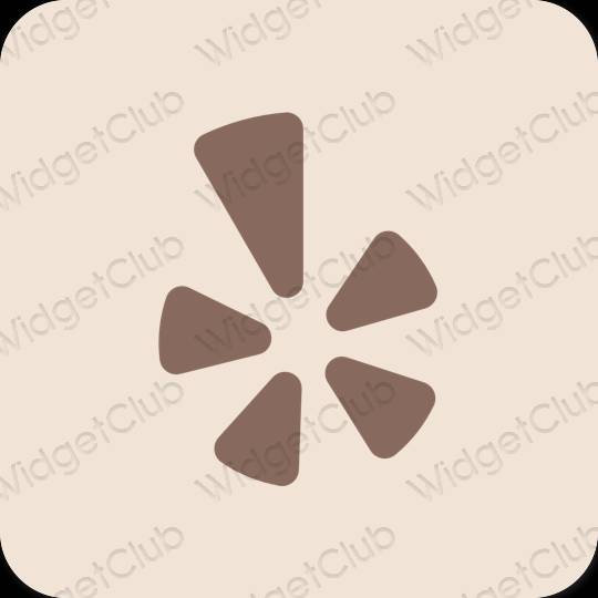 Естетичен бежово Yelp икони на приложения
