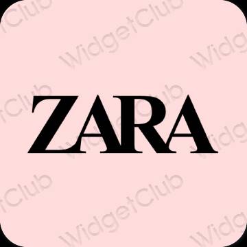 Estetické pastelovo ružová ZARA ikony aplikácií