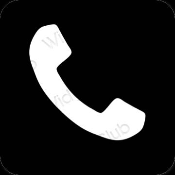 Esztétika fekete Phone alkalmazás ikonok