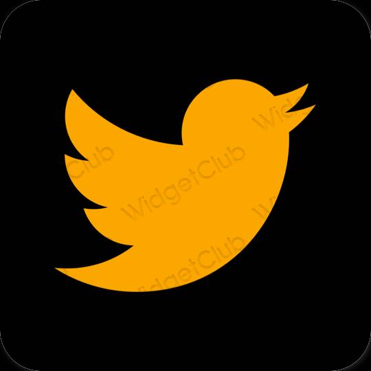 Esztétika narancssárga Twitter alkalmazás ikonok