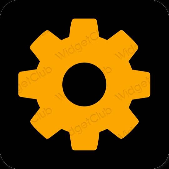 Estético naranja Settings iconos de aplicaciones