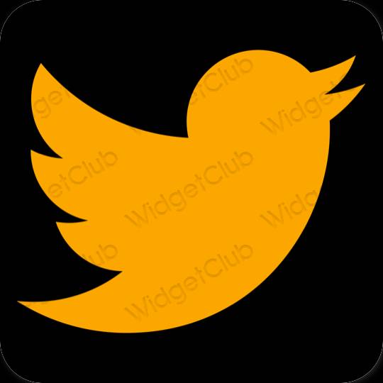 Esthétique orange Twitter icônes d'application