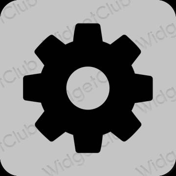 Estético gris Settings iconos de aplicaciones