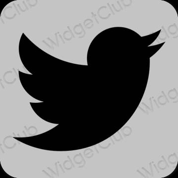 Estetický šedá Twitter ikony aplikací