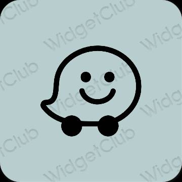 Estetik hijau Waze ikon aplikasi