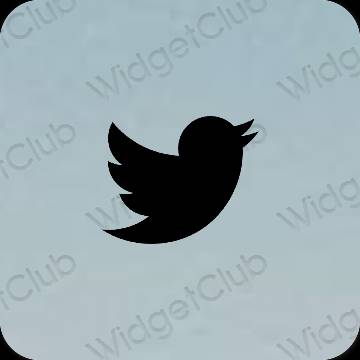 Estetický pastelově modrá Twitter ikony aplikací