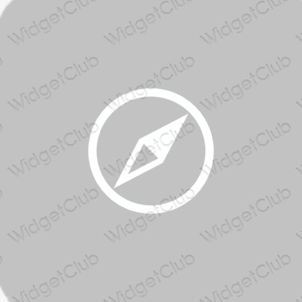 Estético cinzento Safari ícones de aplicativos