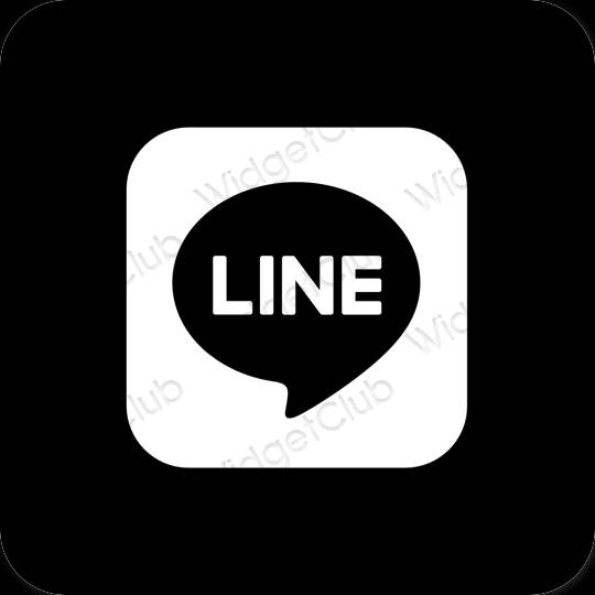 Estético Preto LINE ícones de aplicativos