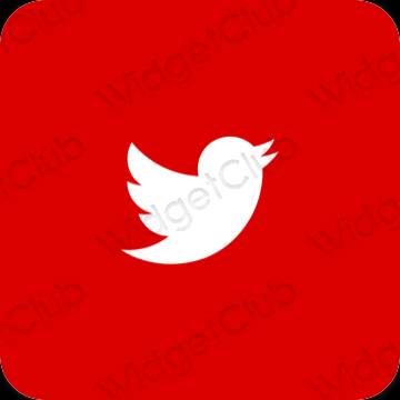Естетски црвена Twitter иконе апликација